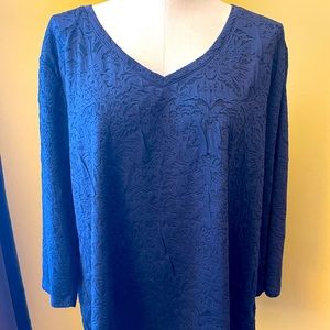 EUC St. John’s Bay Navy V-Neck Top Size 2X